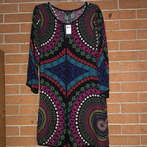 NWT🪡ELLA MOSS 🪡AURORA PRINT SHIFT DRESS🪡 - Picture 3 of 7